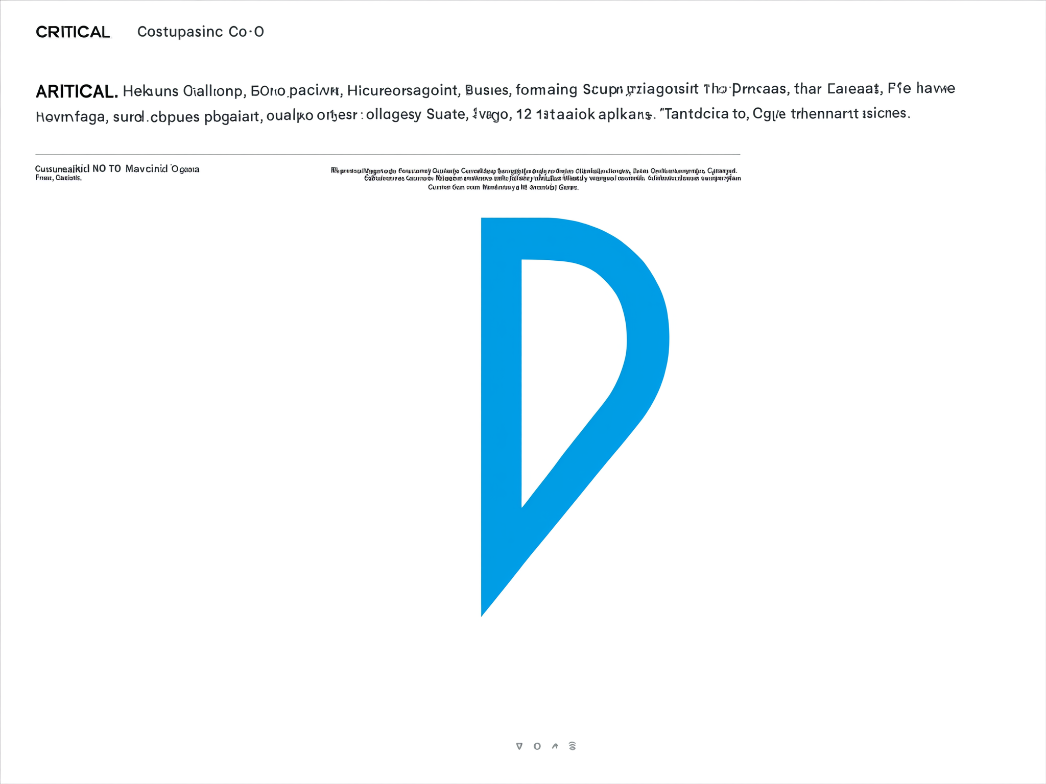 Large blue stylized P letter logo on white background with text header