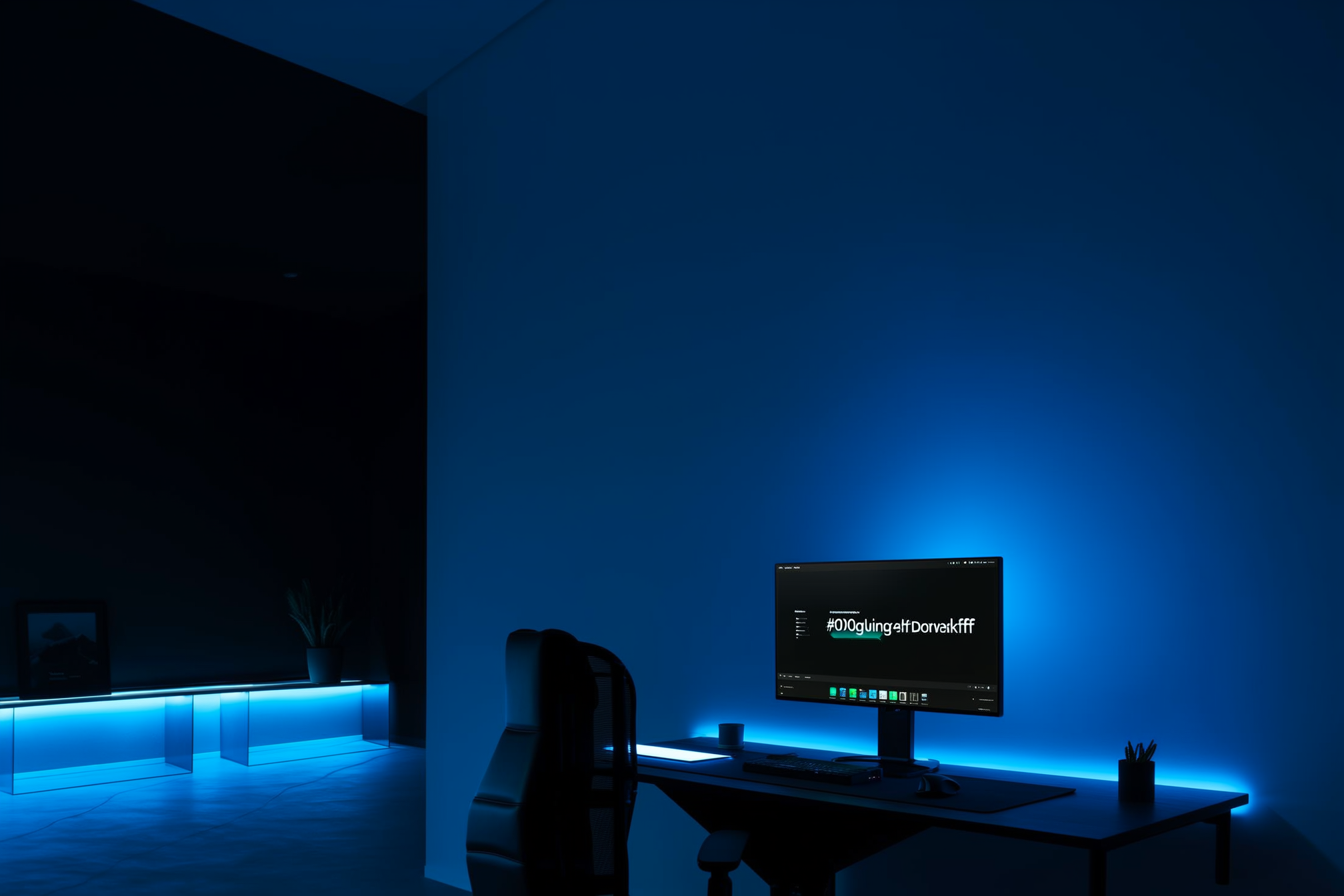 Modern AI consulting workspace with cutting-edge technology setup