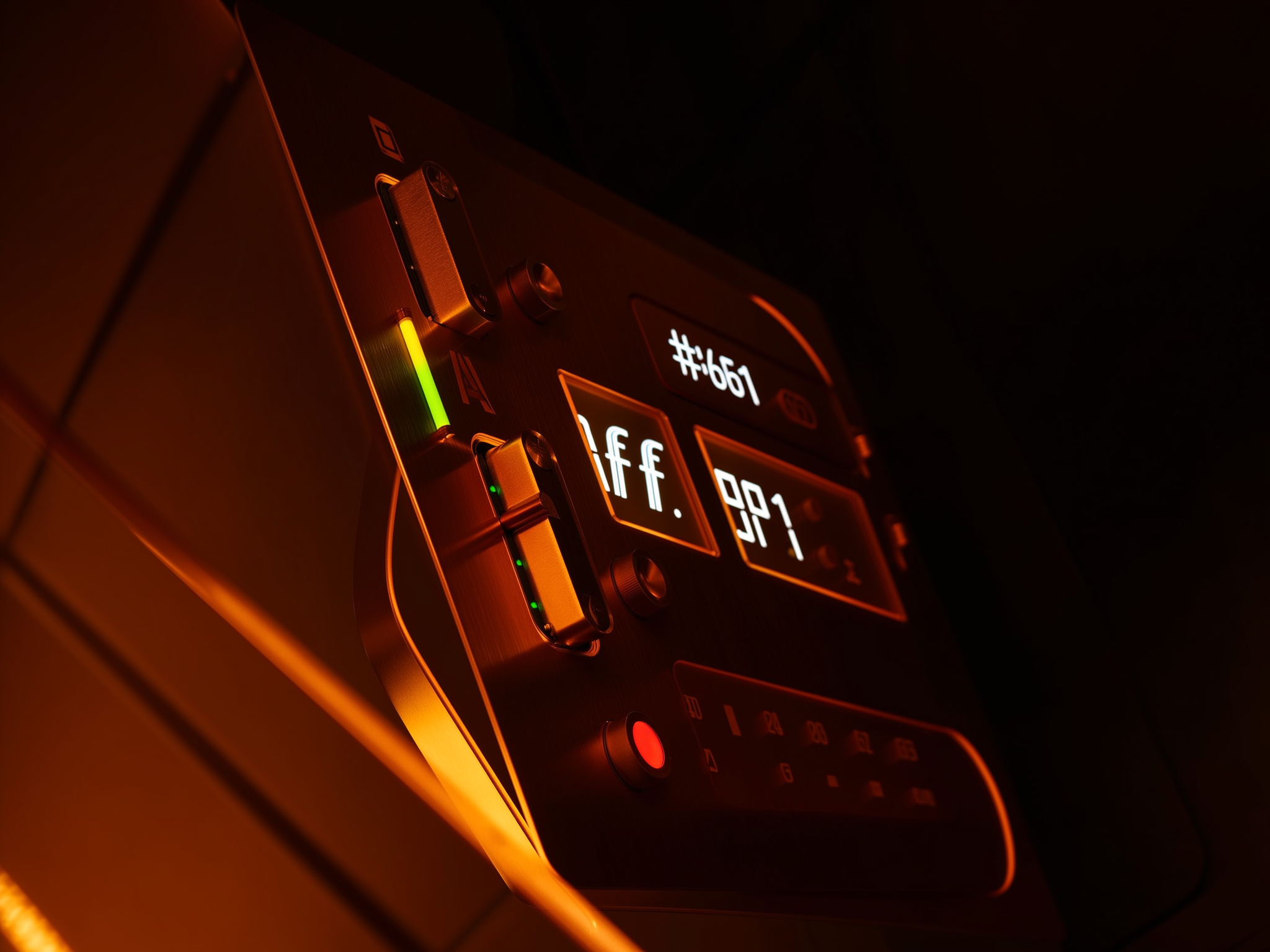 Close-up of HVAC control panel with digital display and technical components