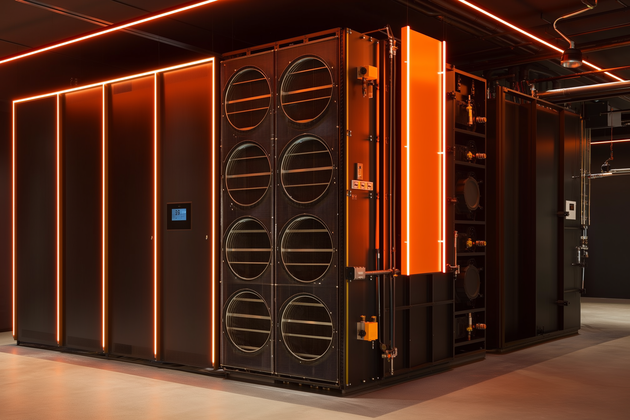 Modern boiler room with contemporary heating system installation