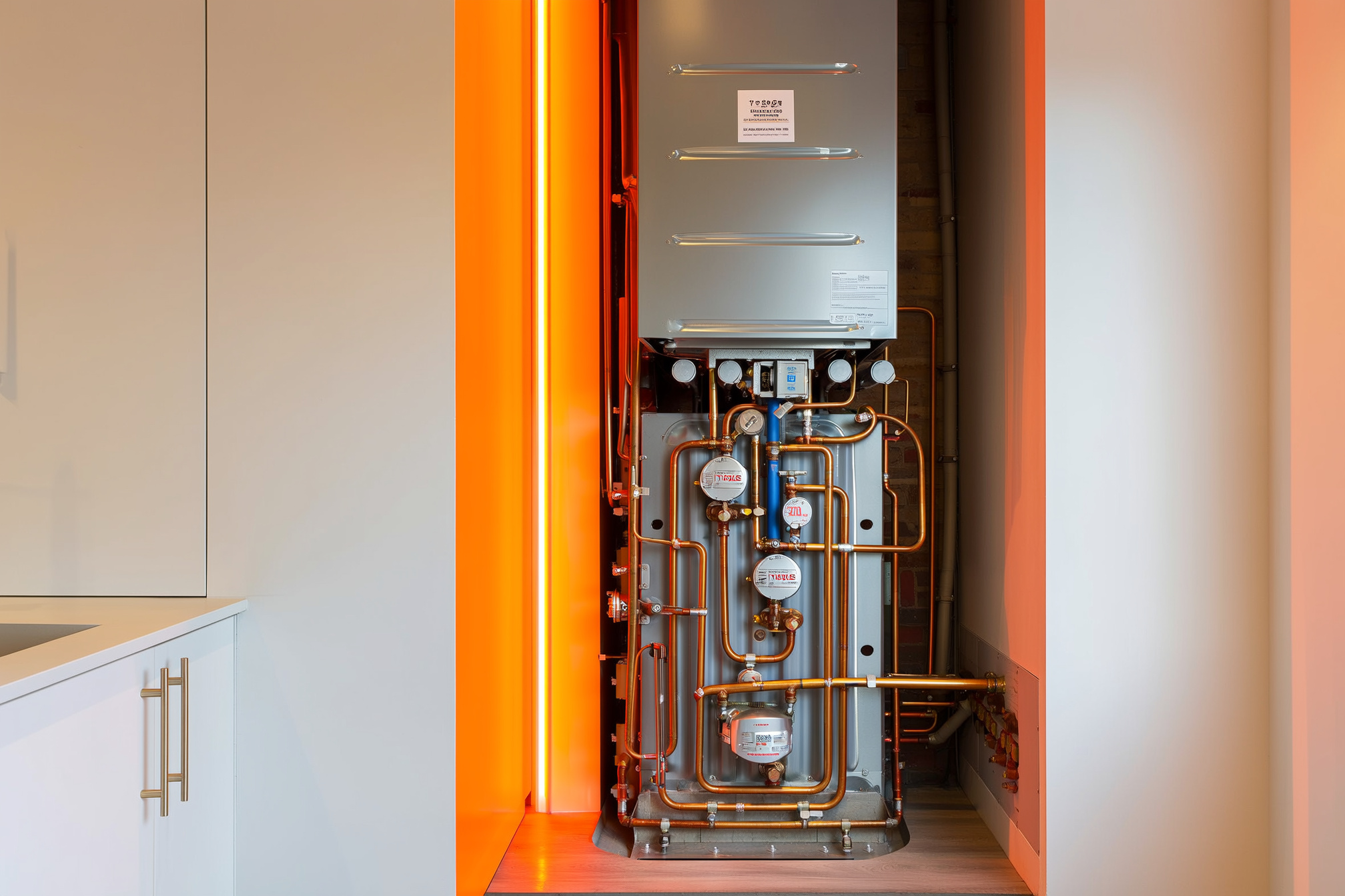 Completed boiler installation in utility room
